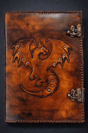 Dragonn Patch Leather Journal Stone Orange