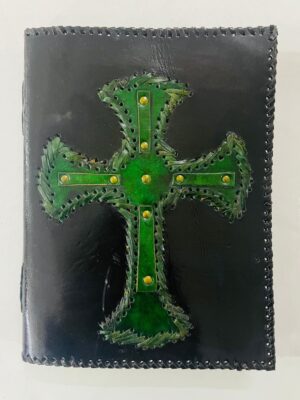 Caltic cross Patch Leather Journal Green