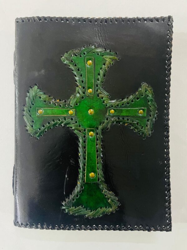 Caltic cross Patch Leather Journal Green